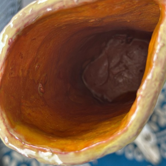 Handcrafted Ceramic Vase - Yellow and Green - Picture 5 of 6